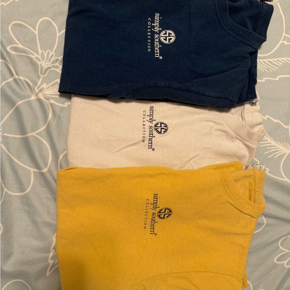 Simply Southern Women’s Shirts - Navy, White, and Yellow